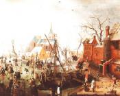 伊瑟尔梅登的冬季景色 - 亨德里克·艾弗坎普